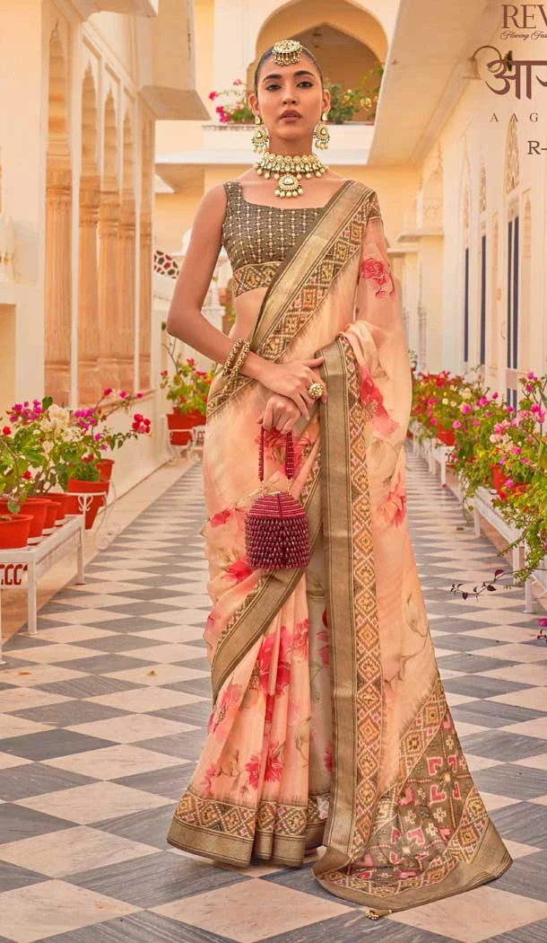 Multi Color Silk Chiffon Heavy Patola Print Work Designer Plus Size Saree -6341168860