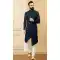 Navy Blue Color Brocade Designer Men's Wear Indo-Western Plus Size Shewani -6357169032