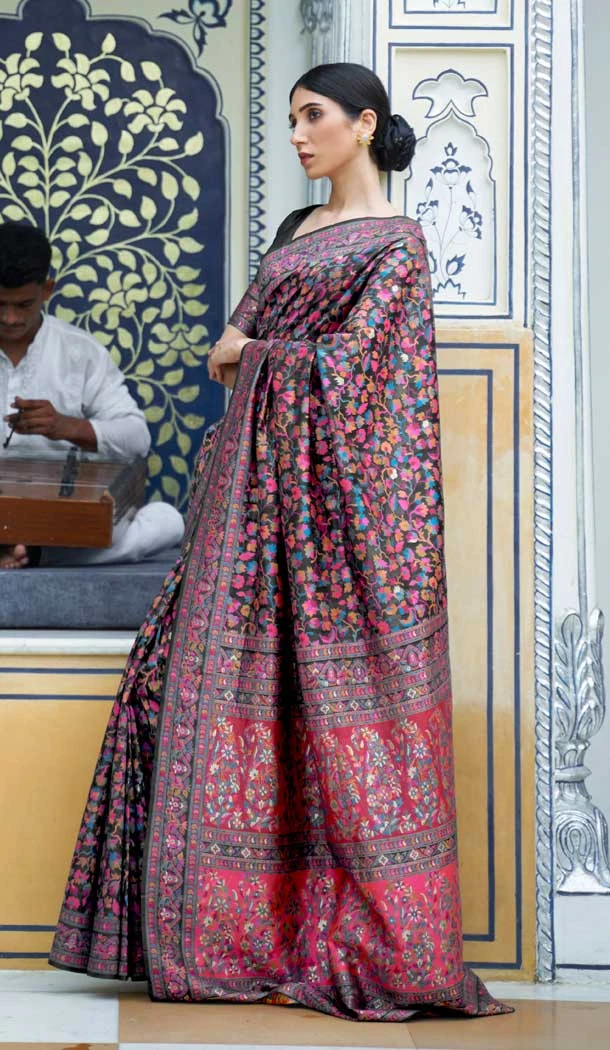 Exquisite Multi Color Silk Jacquard Work Designer Party Wear Saree Blouse -6425169581