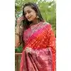 Orange & Pink Color Pure Bandhej Silk Zari Weaving Work Designer Party Wear Saree -6432169619