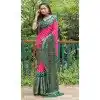 Pink & Green Color Pure Bandhej Silk Zari Weaving Work Designer Party Wear Saree -6432169622