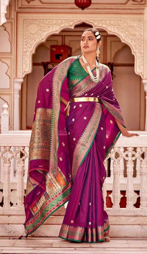 Soft Banarasi Silk Jacquard Work Purple Color Traditional Indian Sarees -6528170345