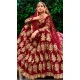 Embroidery Heavy Velvet Bridal Wear Women Lehenga in Maroon Color -6535170391