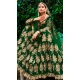 Embroidery Heavy Velvet Bridal Wear Women Lehenga in Green Color -6535170392
