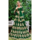 Embroidery Heavy Velvet Bridal Wear Women Lehenga in Green Color -6535170392