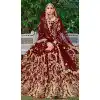 Maroon Color Embroidery Heavy Velvet Bridal Wear Women Lehenga -6535170394