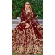 Maroon Color Embroidery Heavy Velvet Bridal Wear Women Lehenga -6535170394