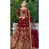 Maroon Color Embroidery Heavy Velvet Bridal Wear Women Lehenga -6535170394