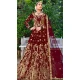 Maroon Color Embroidery Heavy Velvet Bridal Wear Women Lehenga -6535170394