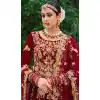 Traditional Maroon Color Embroidery Heavy Velvet Bridal Wear Women Lehenga -6535170396