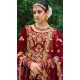 Traditional Maroon Color Embroidery Heavy Velvet Bridal Wear Women Lehenga -6535170396