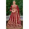 Traditional Maroon Color Embroidery Heavy Velvet Bridal Wear Women Lehenga -6535170396