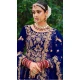 Royal Blue Color Embroidery Heavy Velvet Bridal Wear Women Lehenga -6535170398
