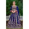 Royal Blue Color Embroidery Heavy Velvet Bridal Wear Women Lehenga -6535170398