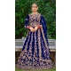 Royal Blue Color Embroidery Heavy Velvet Bridal Wear Women Lehenga -6535170398