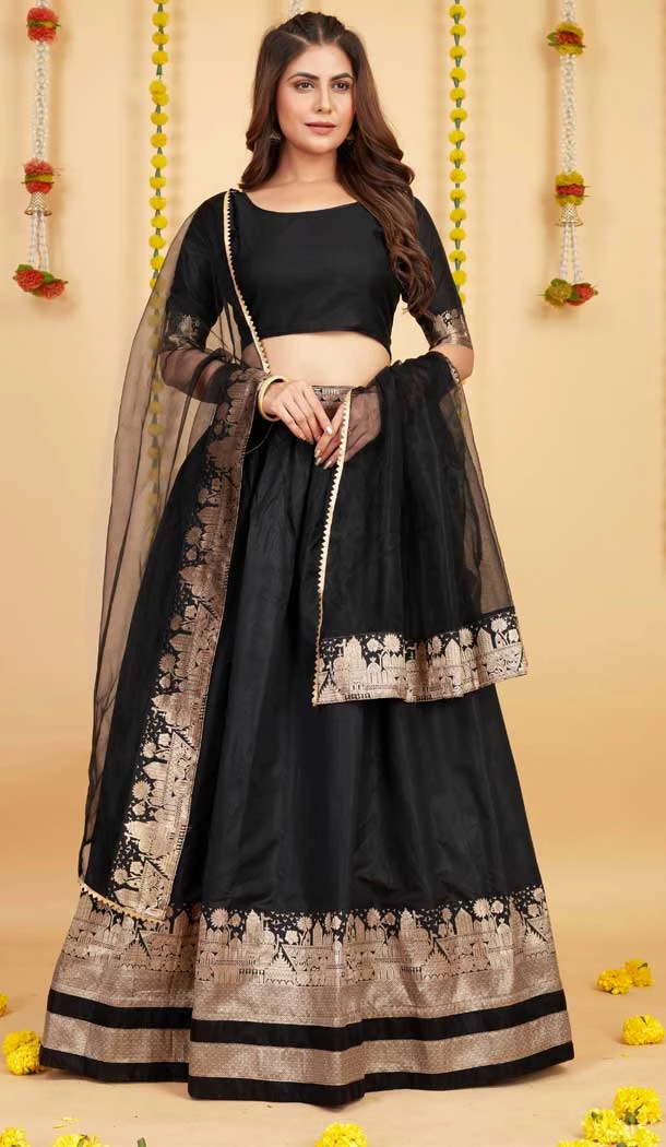 Black Color Soft Silk Traditional Party Wear Designer Women Lehenga Choli -6527170294