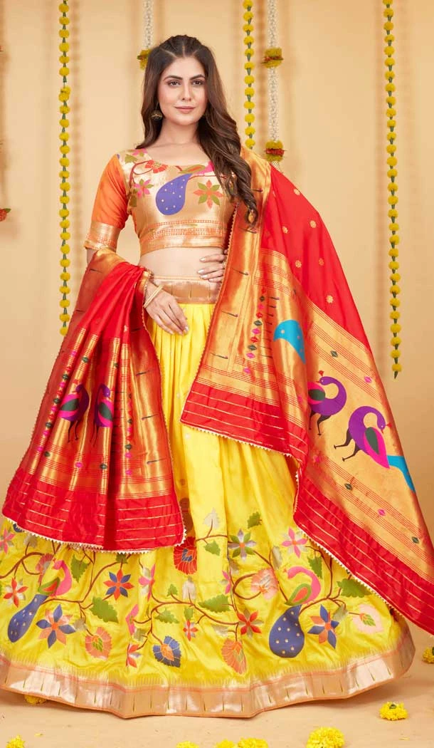 Yellow Color Soft Paithani Silk Traditional Party Wear Designer Lehenga Choli -6527170297