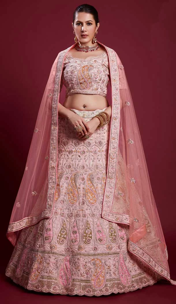 Georgette Sequence Work Designer Wedding Wear Women Lehenga Choli In Pink -6567170625