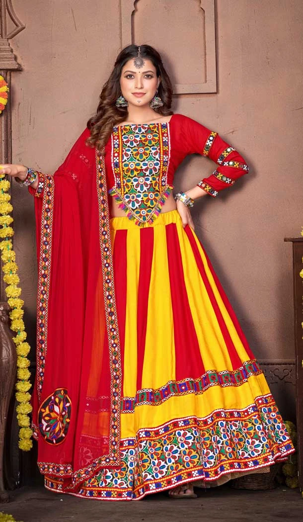 Embroidery Work Reyon Navratri Festival Wear Lehenga Choli in Multi -7256175128