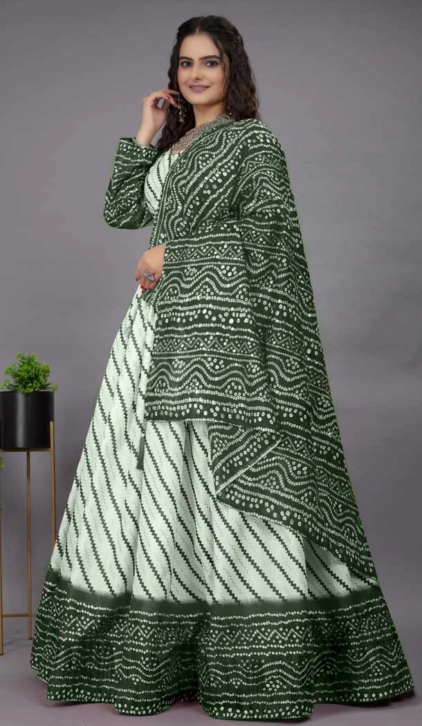 Navratri Fashion Trends Cotton Foil Prints Work Women Lehenga Choli in Green -7332175604