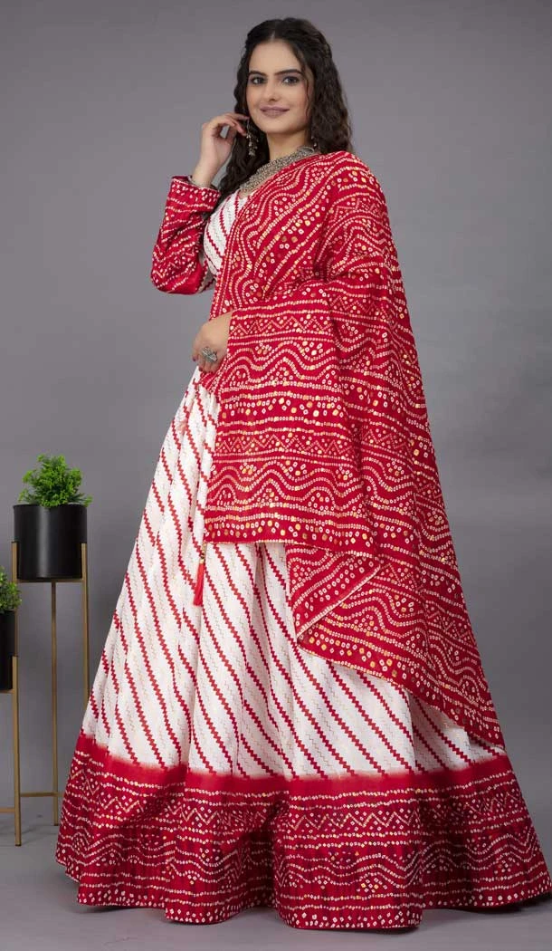 Navratri Fashion Trends Cotton Foil Prints Work Women Lehenga Choli in Red -7332175606