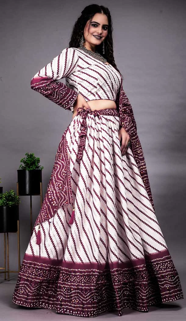 Navratri Fashion Trends Cotton Foil Prints Work Women Lehenga Choli in Wine -7332175607