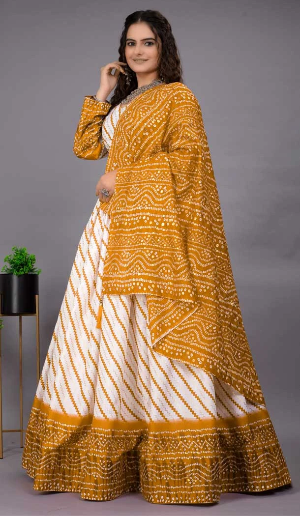Navratri Fashion Trends Cotton Foil Prints Work Women Lehenga Choli in Mustard -7332175608