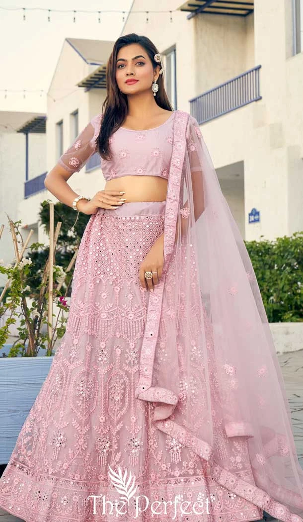 Embroidery Work Resham Women Designer Plus Size Lehenga Choli in Light Pink -6343168873
