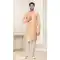 Banarasi Jacquard Classic Traditional Wear Men's Semi Indo-Western in Peach -6658171279