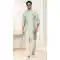 Banarasi Jacquard Classic Traditional Wear Men's Semi Indo-Western in Pista Green -6658171280
