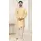 Banarasi Jacquard Classic Traditional Wear Men's Semi Indo-Western in Yellow -6658171281