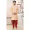 Banarasi Jacquard Classic Traditional Wear Men's Semi Indo-Western in Cream & Maroon -6658171287
