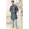 Banarasi Jacquard Classic Traditional Wear Men's Semi Indo-Western in Dark Grey -6658171288