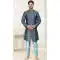 Banarasi Jacquard Classic Traditional Wear Men's Semi Indo-Western in Grey And Blue -6658171290