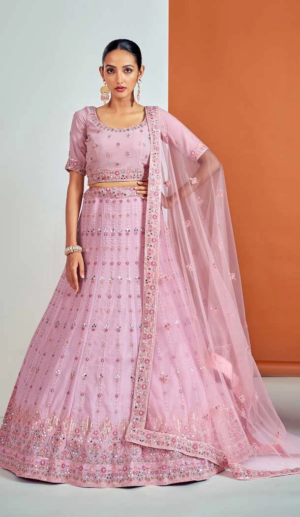 Georgette Sequence Thread Work Designer Women Lehenga Choli in Pink -6689171500