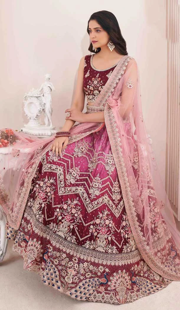 Art Silk Sequence Thread Work Designer Bridal Wedding Wear Lehenga Choli in Multi -6690171509