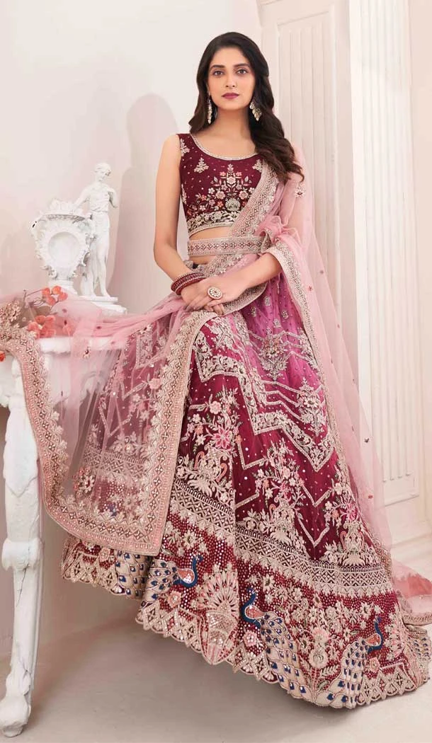 Art Silk Sequence Thread Work Designer Bridal Wedding Wear Lehenga Choli in Multi -6690171509