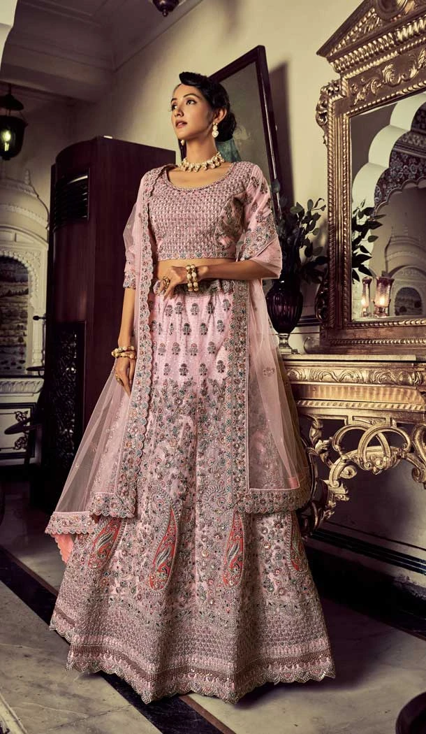 Pink Traditional Wear Soft Net Sequence Work Designer Lehenaga Choli -6693171524