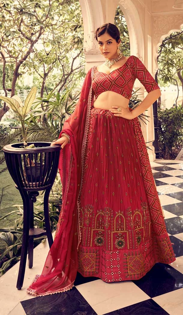 Party Wear Silk Sequence Zari Work Designer Lehenaga Choli in Pink -6694171526