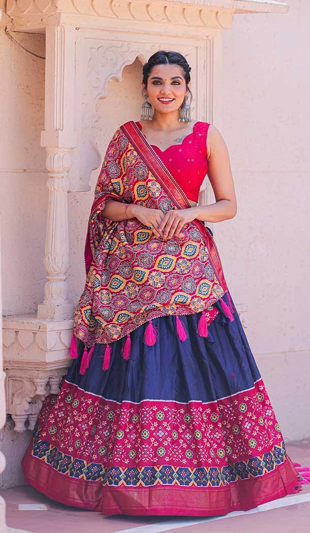 Dola Silk Printed With Foil Work Traditional Party Wear Lehenga Choli in Blue -6976173577
