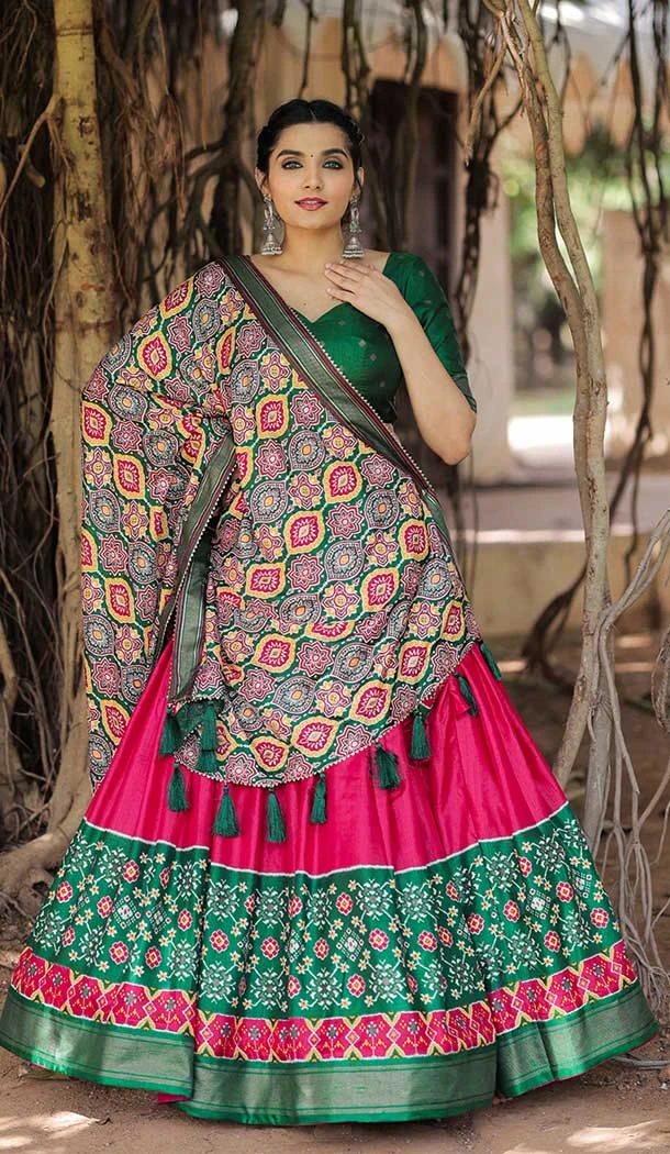 Dola Silk Printed With Foil Work Traditional Party Wear Lehenga Choli in Pink -6976173581