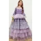 Muslin Soft Net Thread Work Designer Girls Wear Readymade Gown in Purple -6990173640