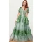 Muslin Soft Net Thread Work Designer Girls Wear Readymade Gown in Green -6990173641