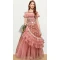 Muslin Soft Net Thread Work Designer Girls Wear Readymade Gown in Dark Peach -6990173642