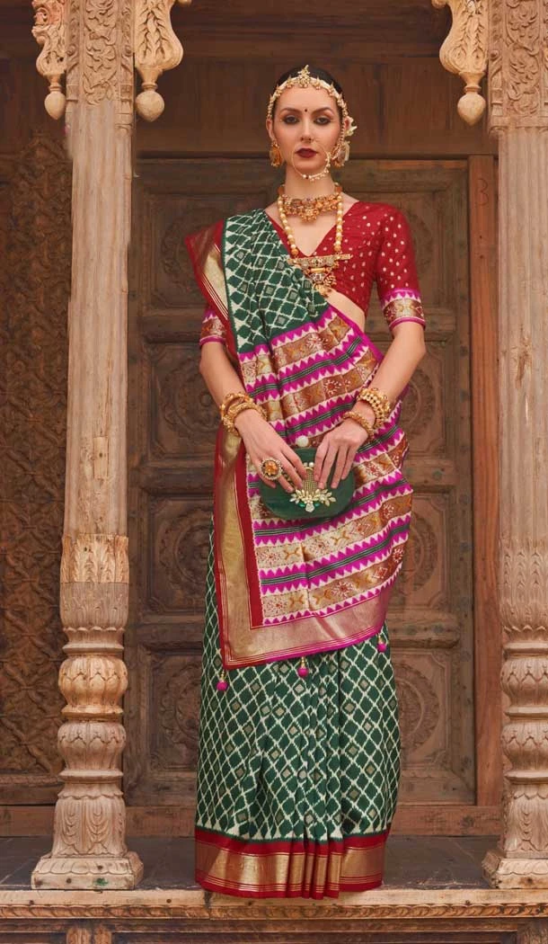 Smooth Patola Silk Weaving Work Designer Traditional Wear Saree in Green -6766172110