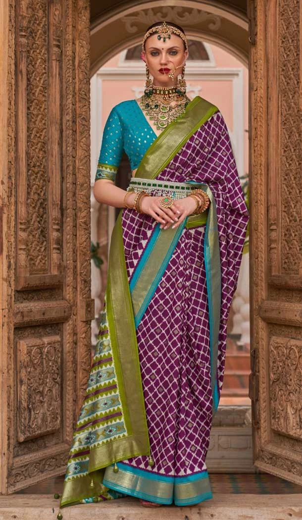 Smooth Patola Silk Weaving Work Designer Traditional Wear Saree in Purple -6766172112
