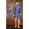 Blue Jacquard Hand work Readymade Designer Men's Wear Sherwani -6803172311