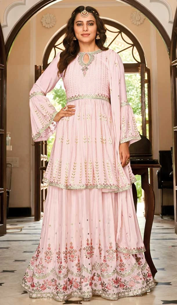 Embroidery Work Party Wear Heavy Chinon Lehenga Salwar Suit in Light Pink -7013173847