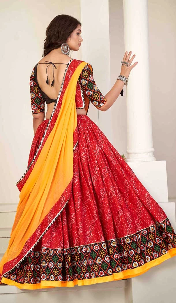 Navratri Occasion Cotton Silk Embroidery Work Lehenga Choli in Black -7474176432