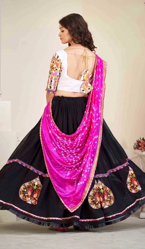 Navratri Occasion Georgette Embroidery Work Lehenga Choli in White -7474176434